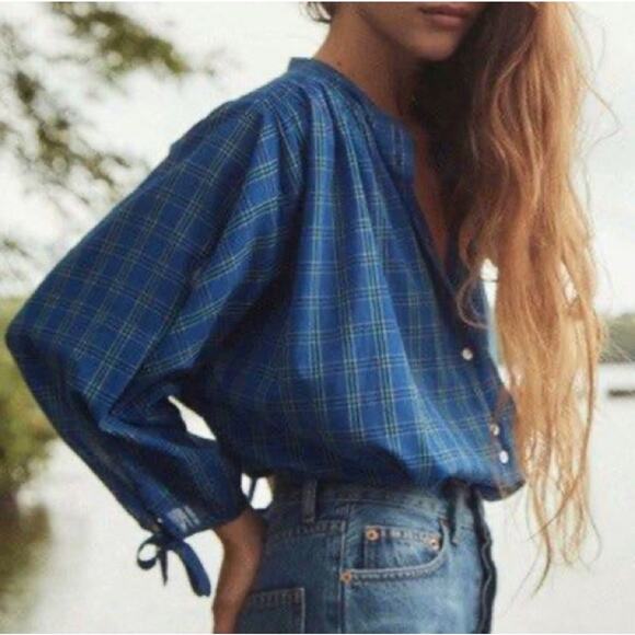 NWT DOEN O'Keeffe Top in Park Lane Plaid XS - Picture 9 of 13